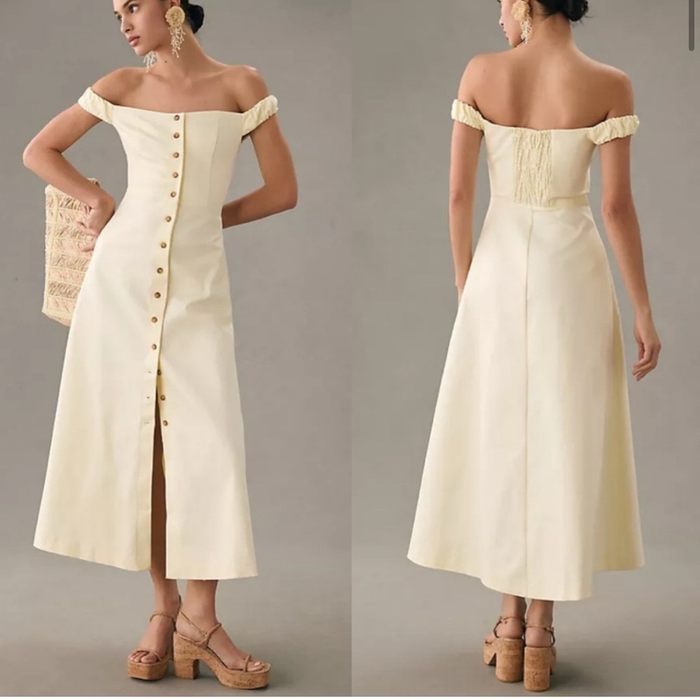 NWT Favorite Daughter Lovesick Midi Dress Butter Yellow Classy Womens 10